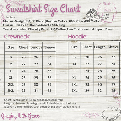 Crewneck Hoodie Size Chart Comfortable Sweatshirt product