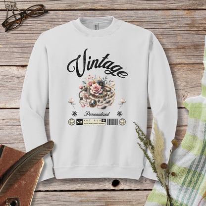 a white sweatshirt with the words vintage printed on it