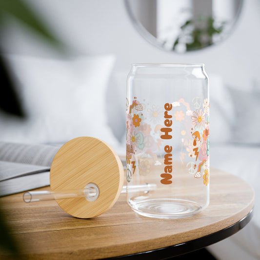 Personalized One Groovy Grandma Sipper Glass