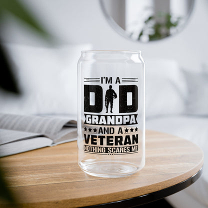 Dad Grandpa Veteran Nothing Scares Me (Black) Sipper Can Glass