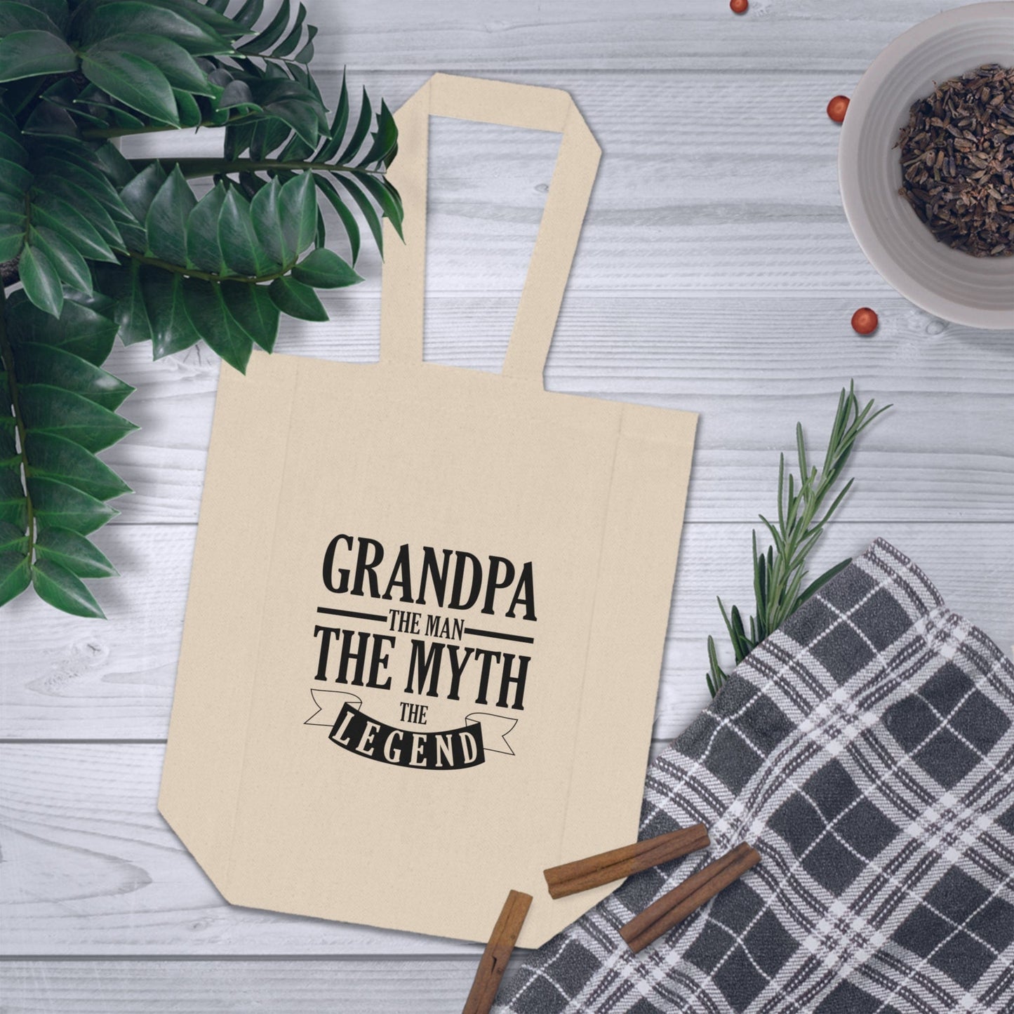 Grandpa Man Myth Legend (Banner) Double Wine Shopping Tote Bag