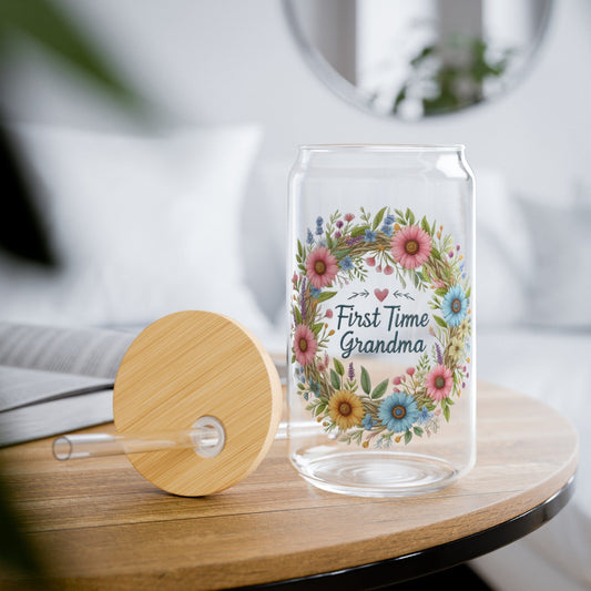 Faux Embroidered Floral First Time Grandma Sipper Cup