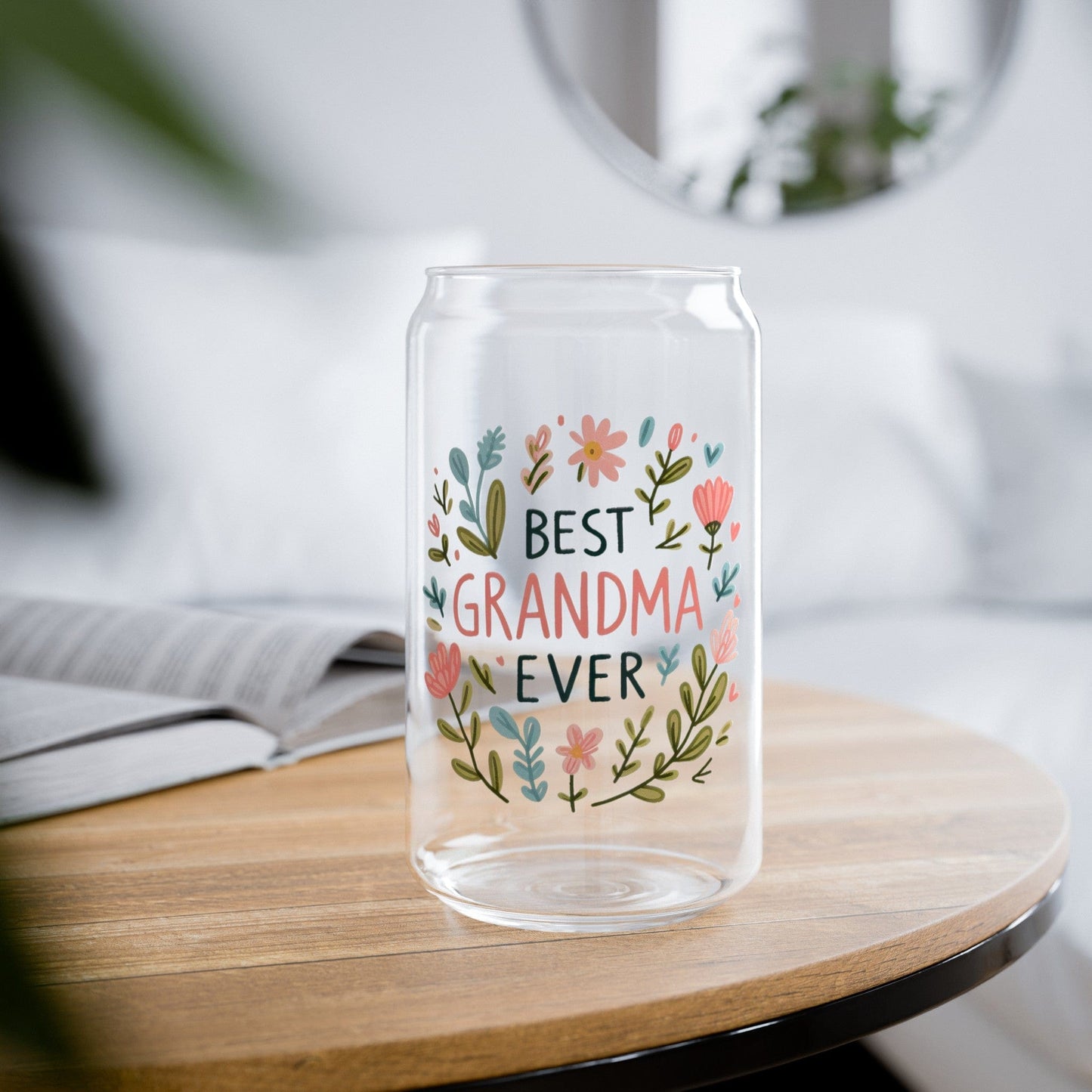 Faux Embroidered Floral Best Grandma Ever Sipper Cup