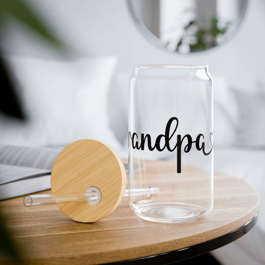 Grandpa Heart Sipper Can Glass