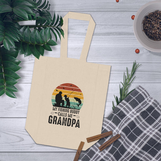 Fishing Buddy Calls Me Grandpa Double Wine Shopping Tote Bag