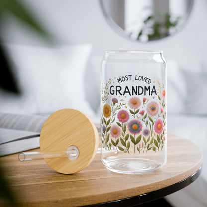 Faux Embroidered Floral Most Loved Grandma Sipper Cup