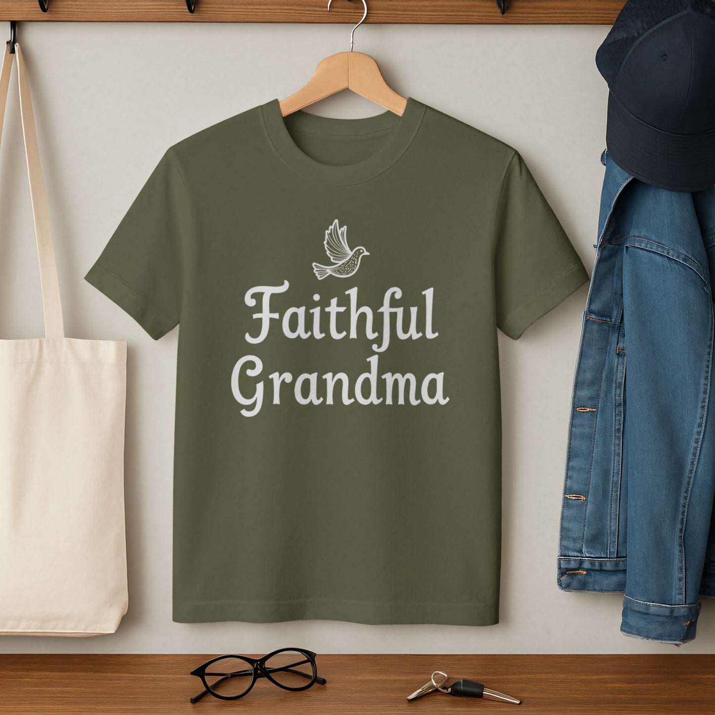 Faithful Grandma Graphic Tee Shirt Clothing Product
