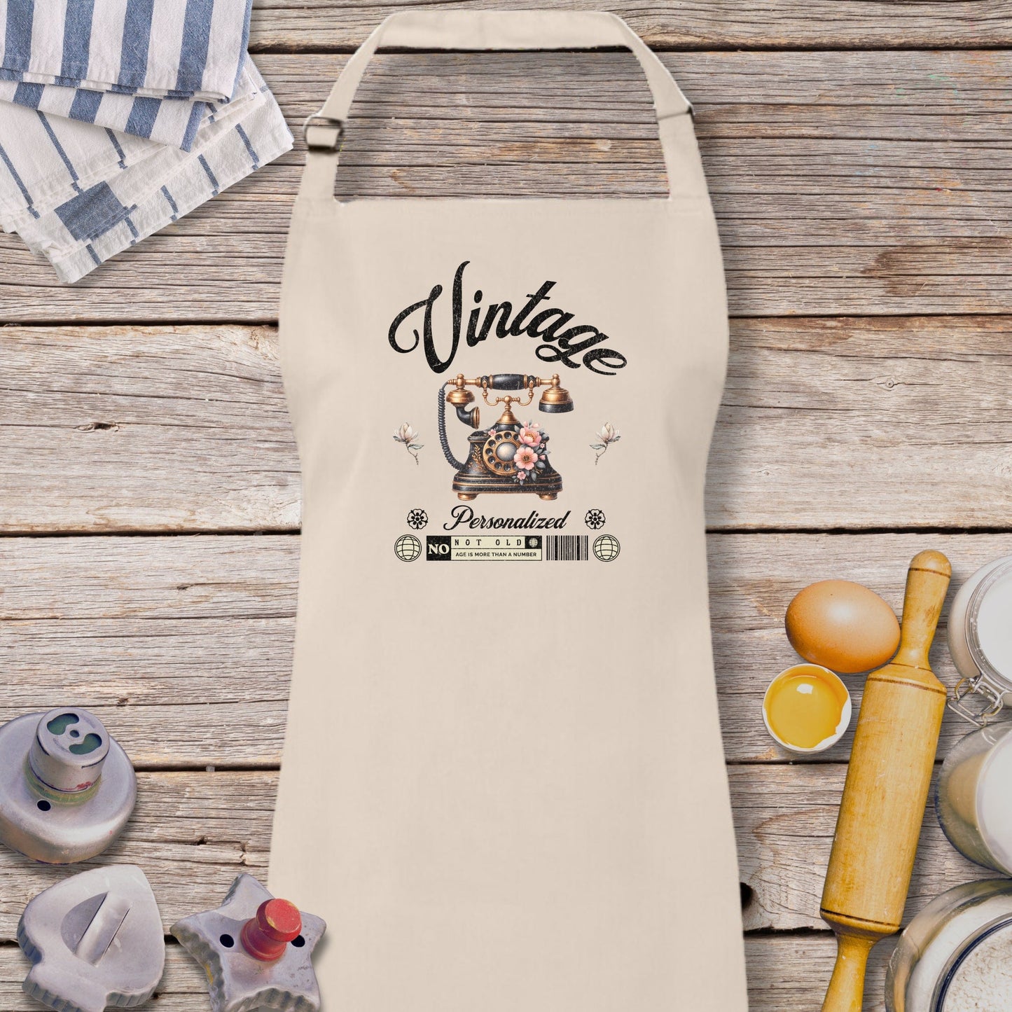 an apron with a picture of a cow on it