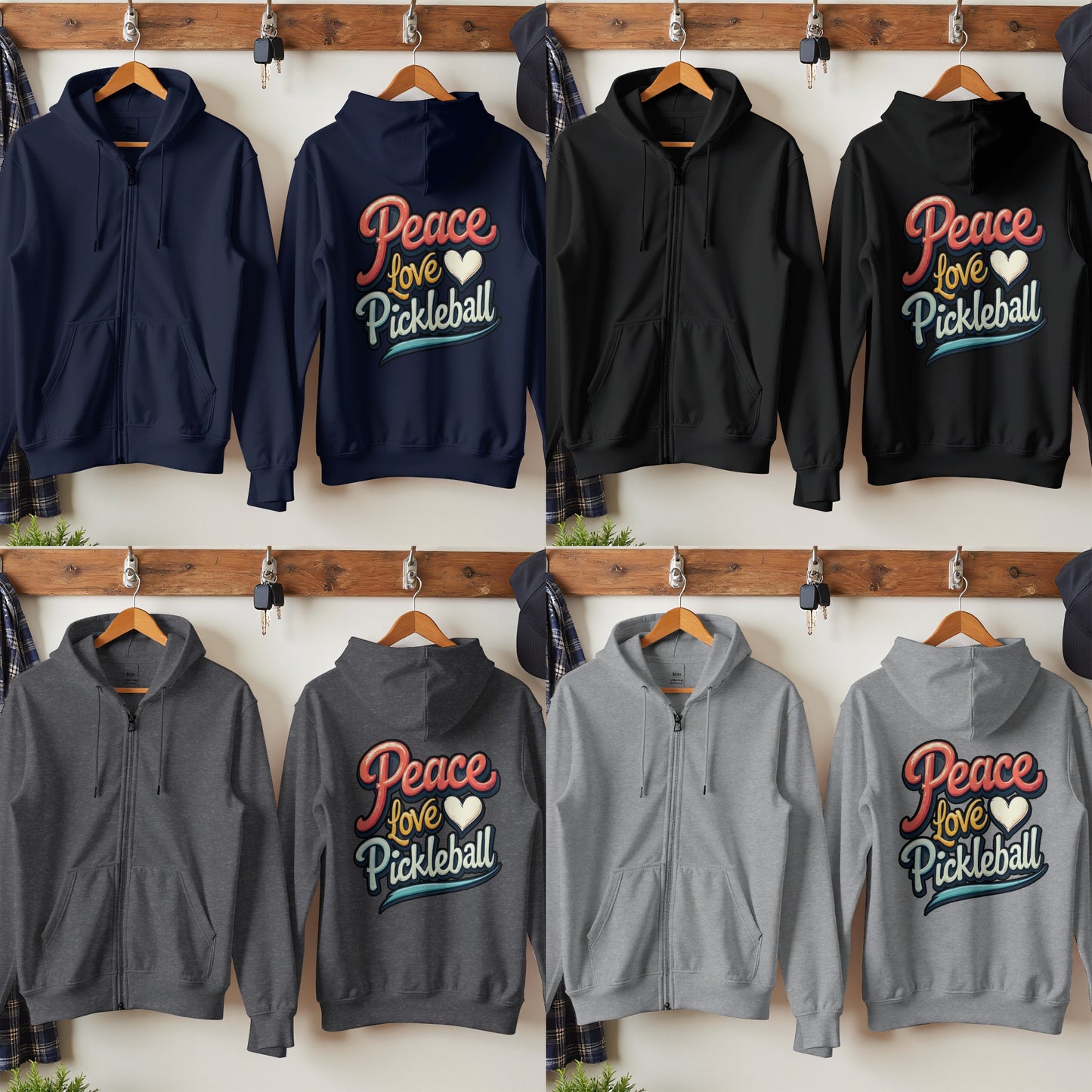 Peace Love Pickleball Zip Up Hoodie product