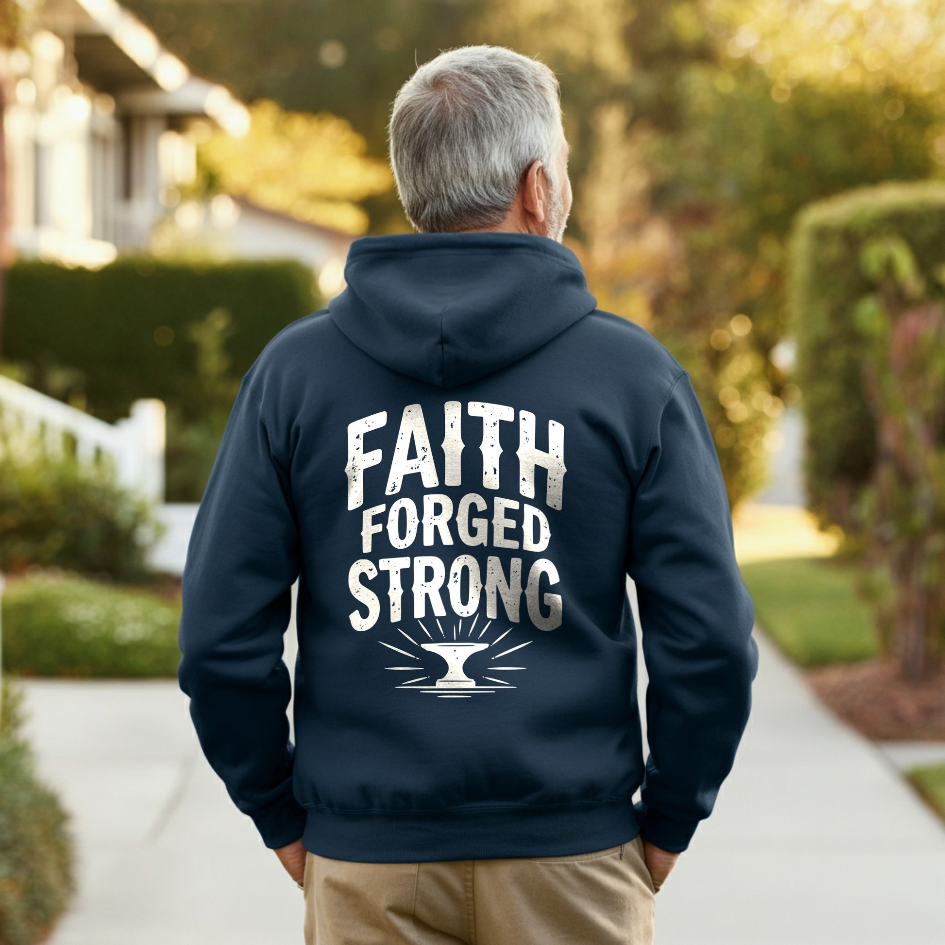 Faith Forged Strong Inspirational Hoodie product type
