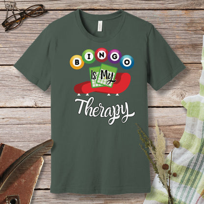 a t - shirt that says bingo is my therapy