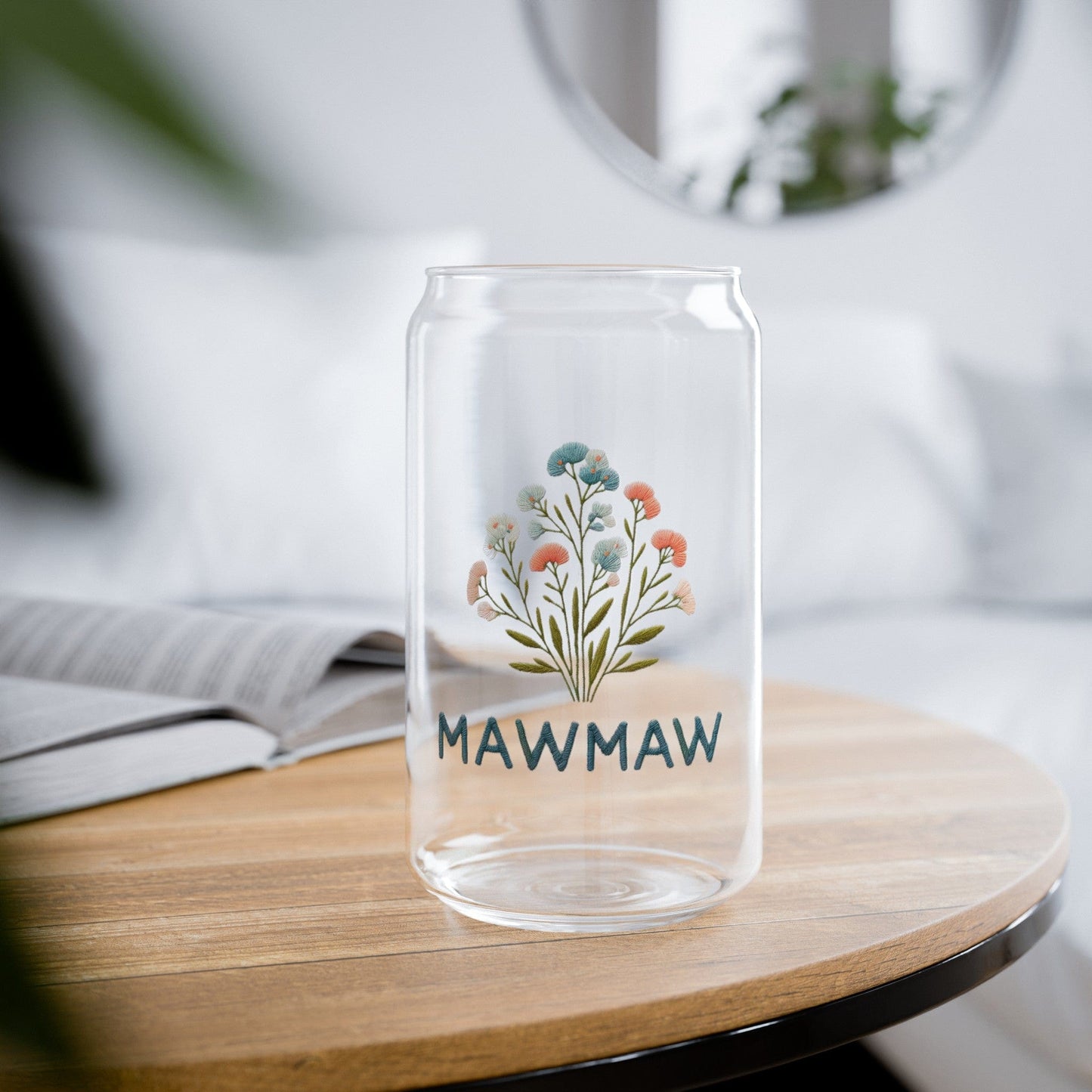 Faux Embroidered Floral Mawmaw Sipper Cup