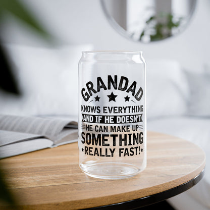 Grandad Knows Everything And Make Up Something Sipper Can Glass