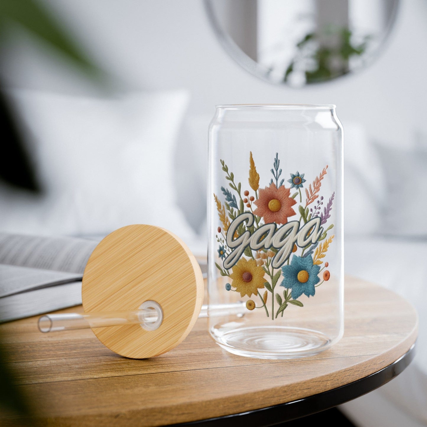 Faux Embroidered Floral Gaga Sipper Cup