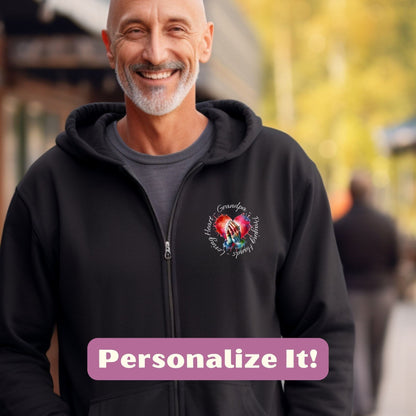 a man wearing a black hoodie with the words personalize it