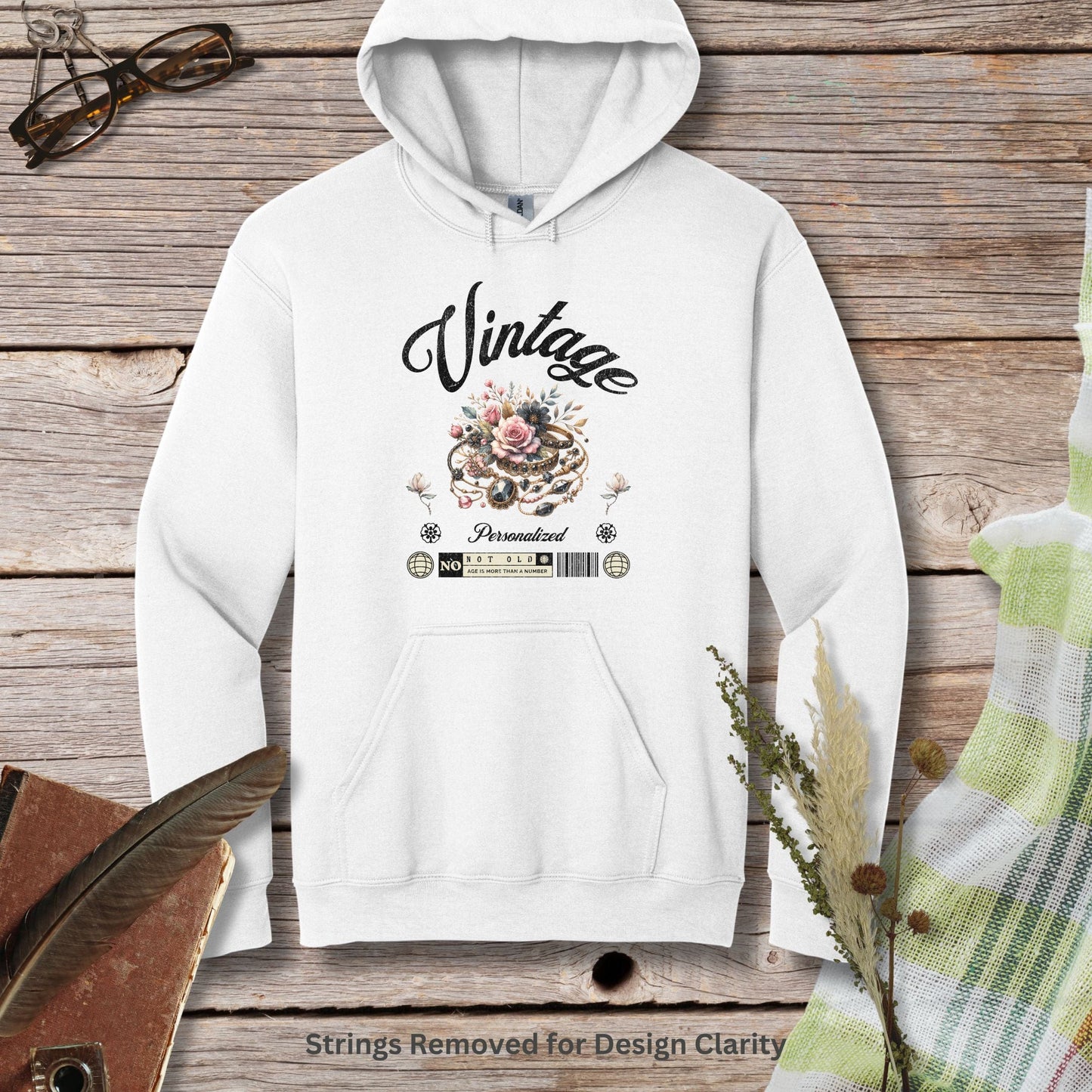 a white hoodie with the words vintage on it