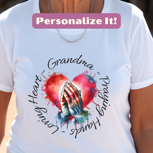 a woman wearing a t - shirt that says, personalize it