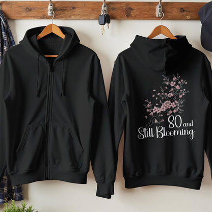 80 and Still Blooming Black Hoodie Product