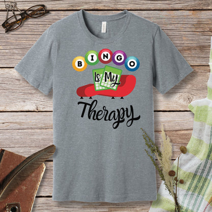 a t - shirt that says bingo is my therapy