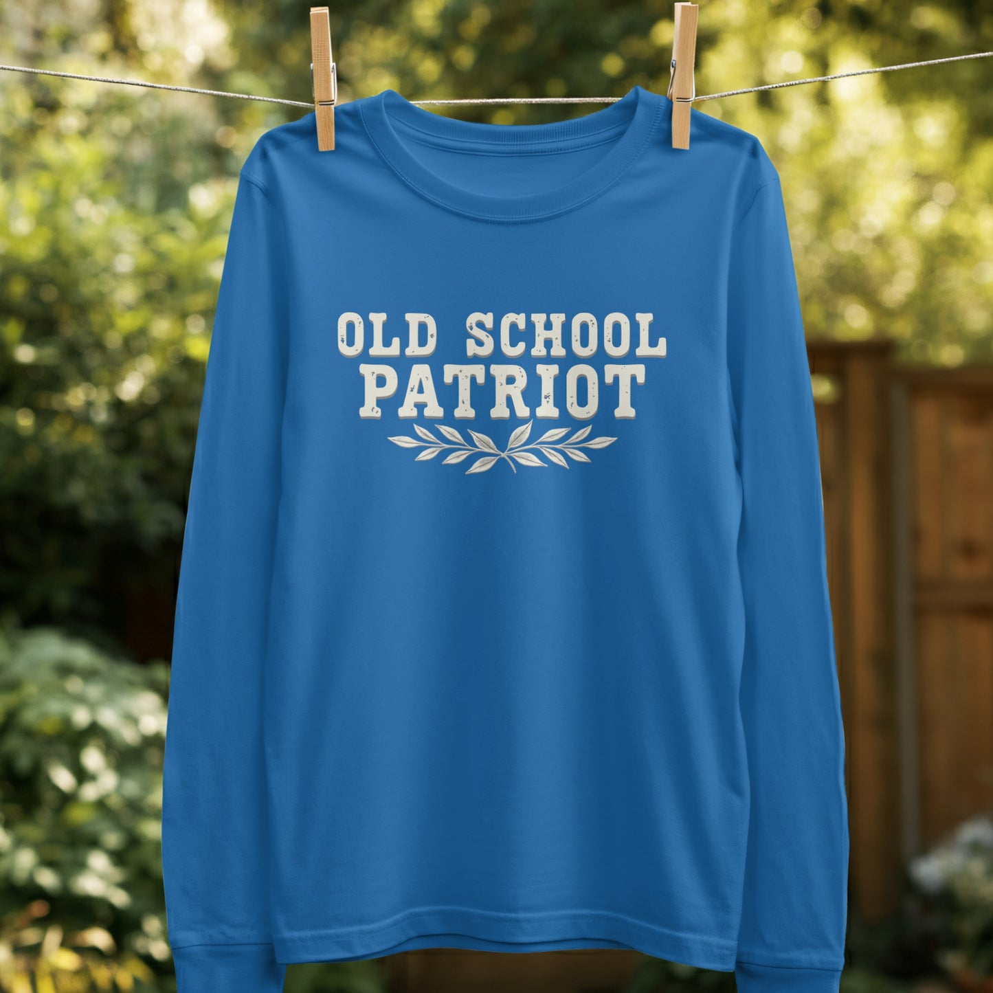 Old School Patriot Blue Long Sleeve Shirt product