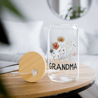 Faux Embroidered Dried Floral Grandma Sipper Cup