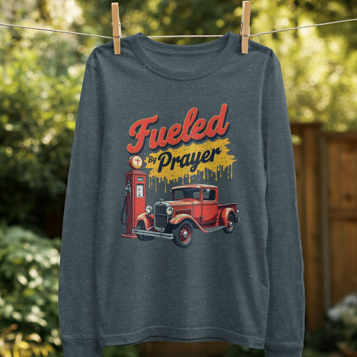 Fueled by Prayer Vintage Car Graphic T-Shirt product