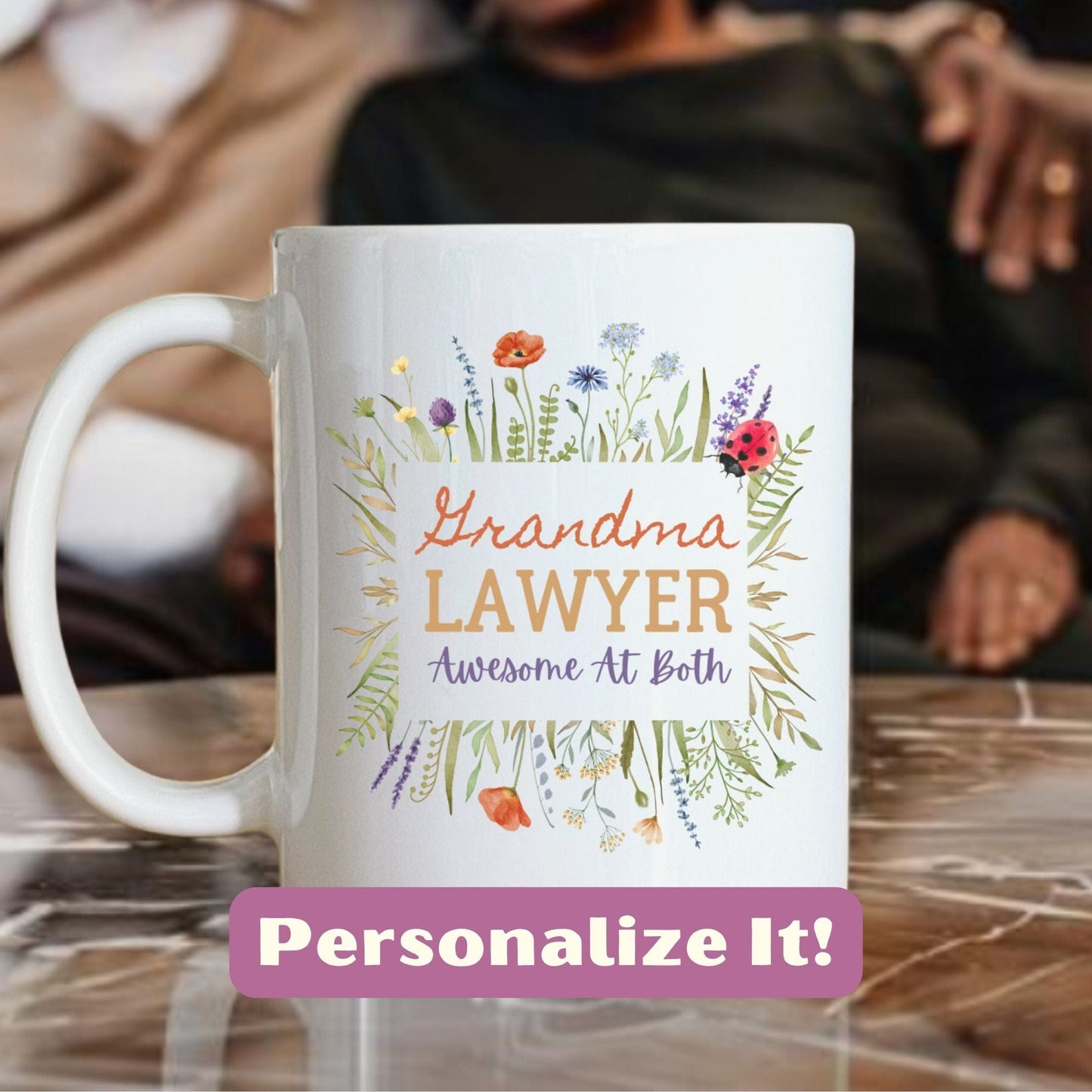 a personalized coffee mug sitting on a table