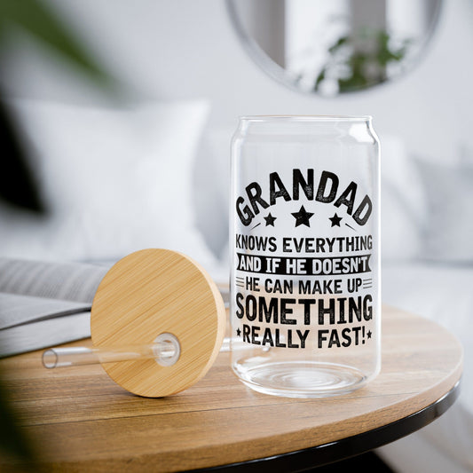 Grandad Knows Everything And Make Up Something Sipper Can Glass