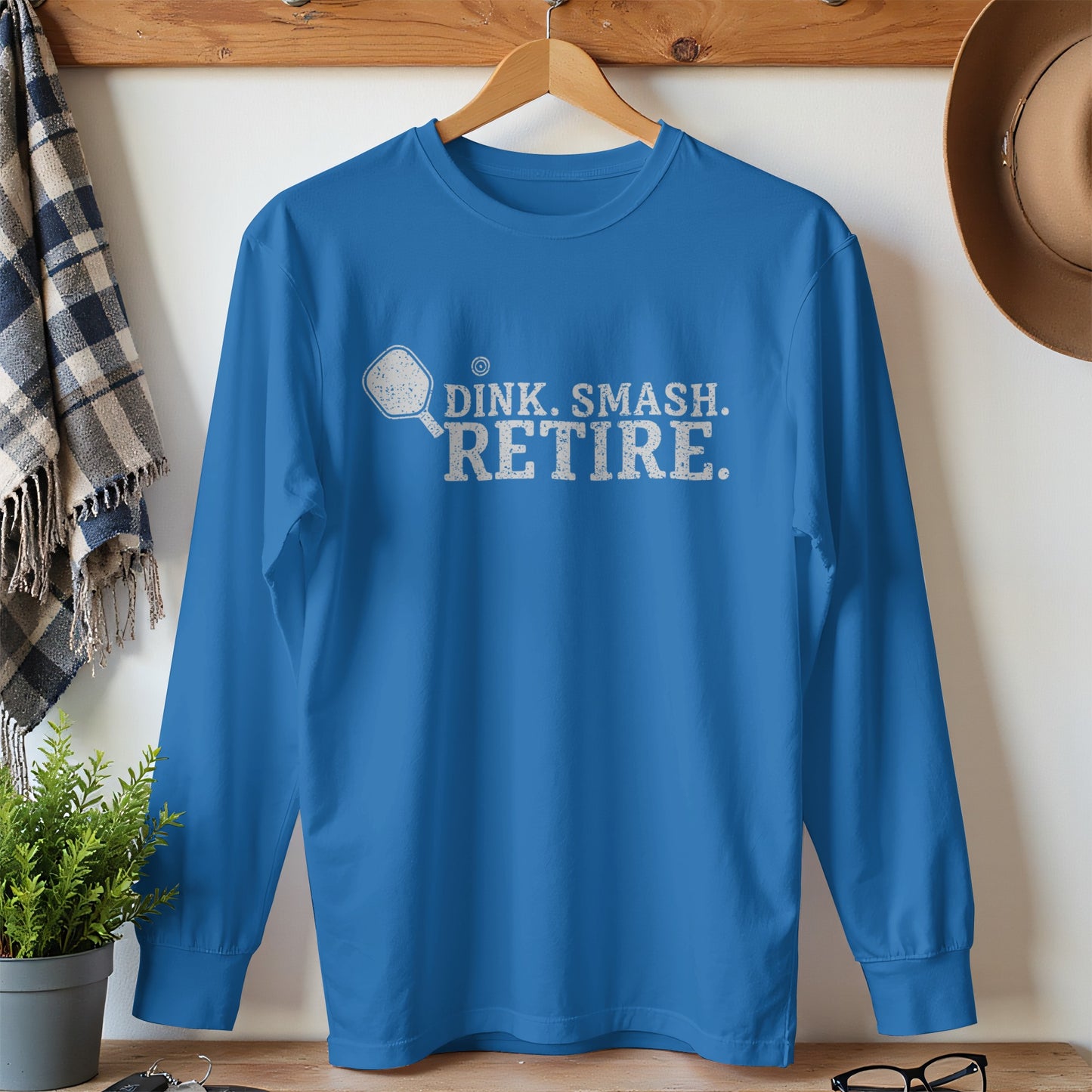 Dink Smash Retire Design on Blue Long Sleeve Shirt product type