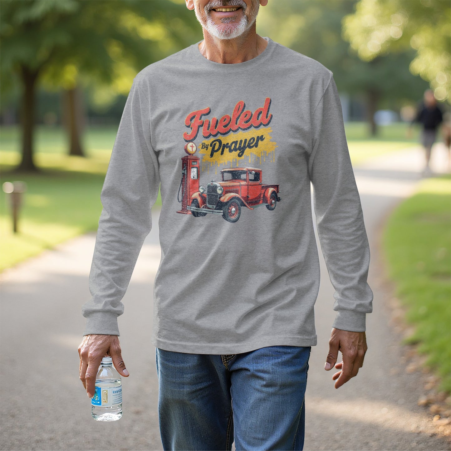 Fueled by Prayer Long Sleeve Vintage Car Shirt product type