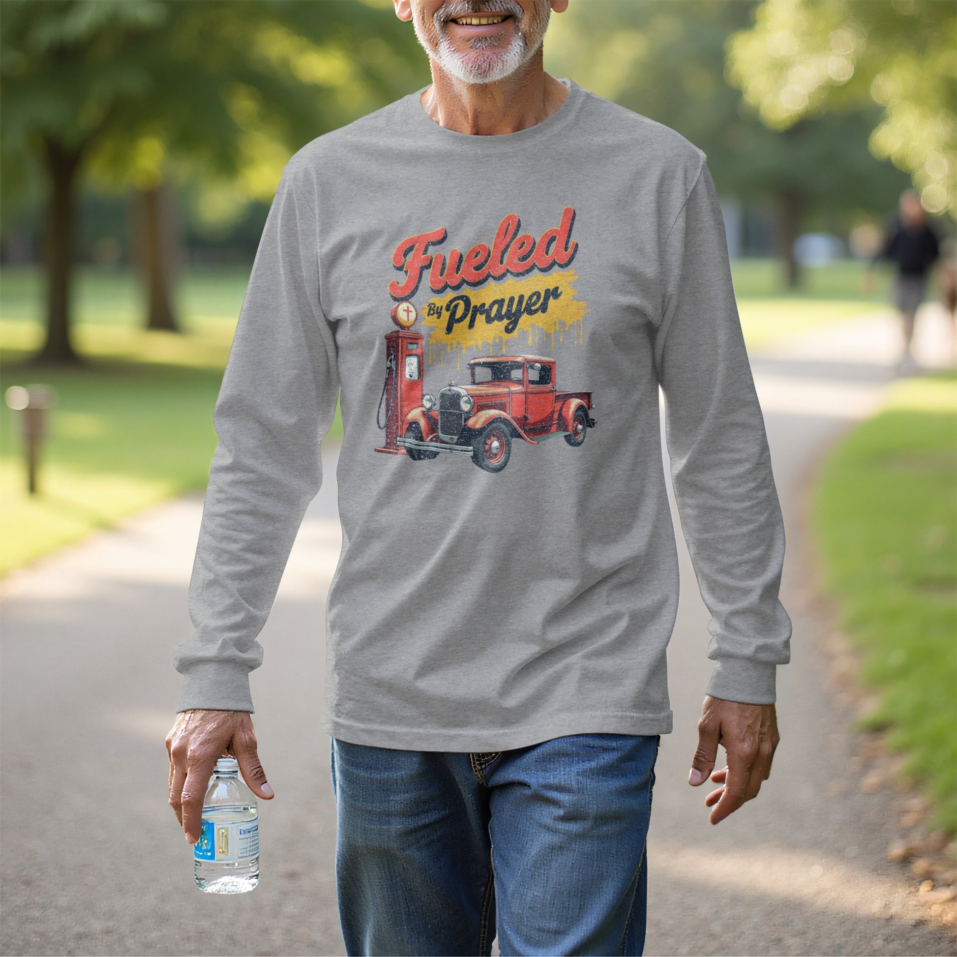 Fueled by Prayer Long Sleeve Vintage Car Shirt product type