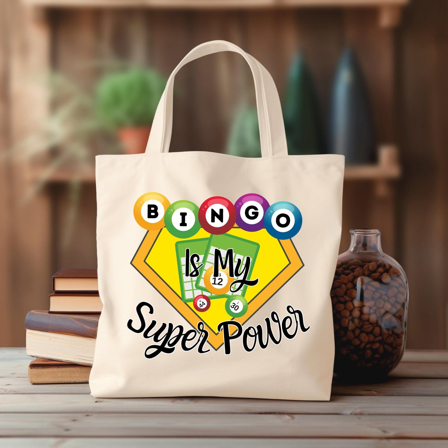 a bag that says bingo is my super power