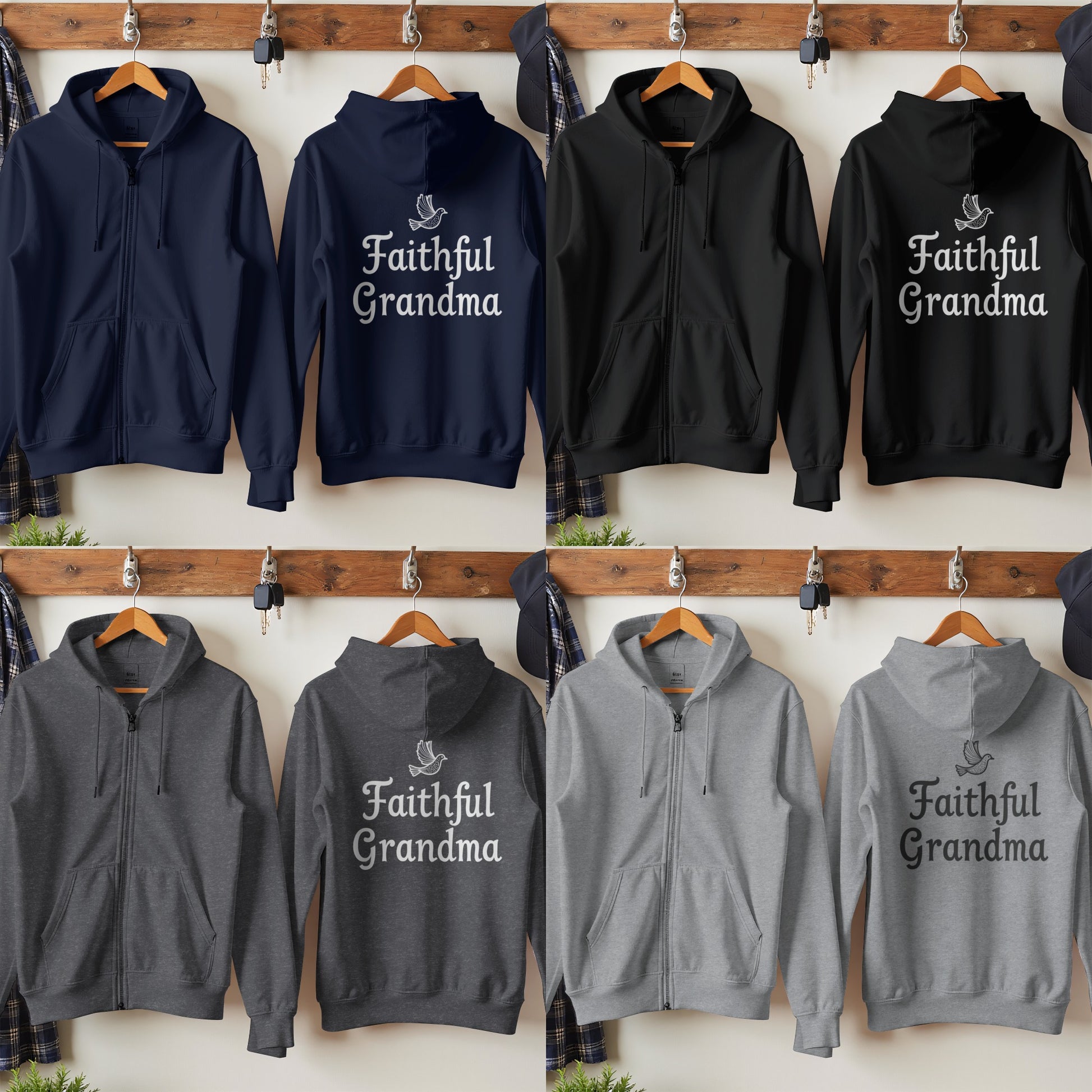 Faithful Grandma Zip-Up Hoodie with Heart Design product