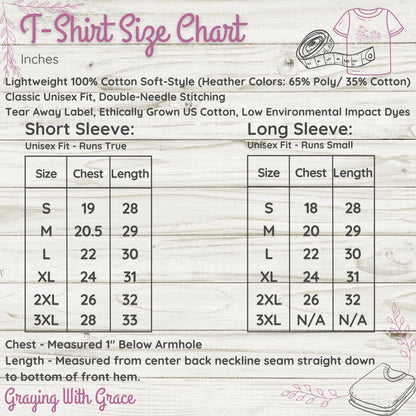 Unisex T-Shirt Size Chart for Classic Soft Style product