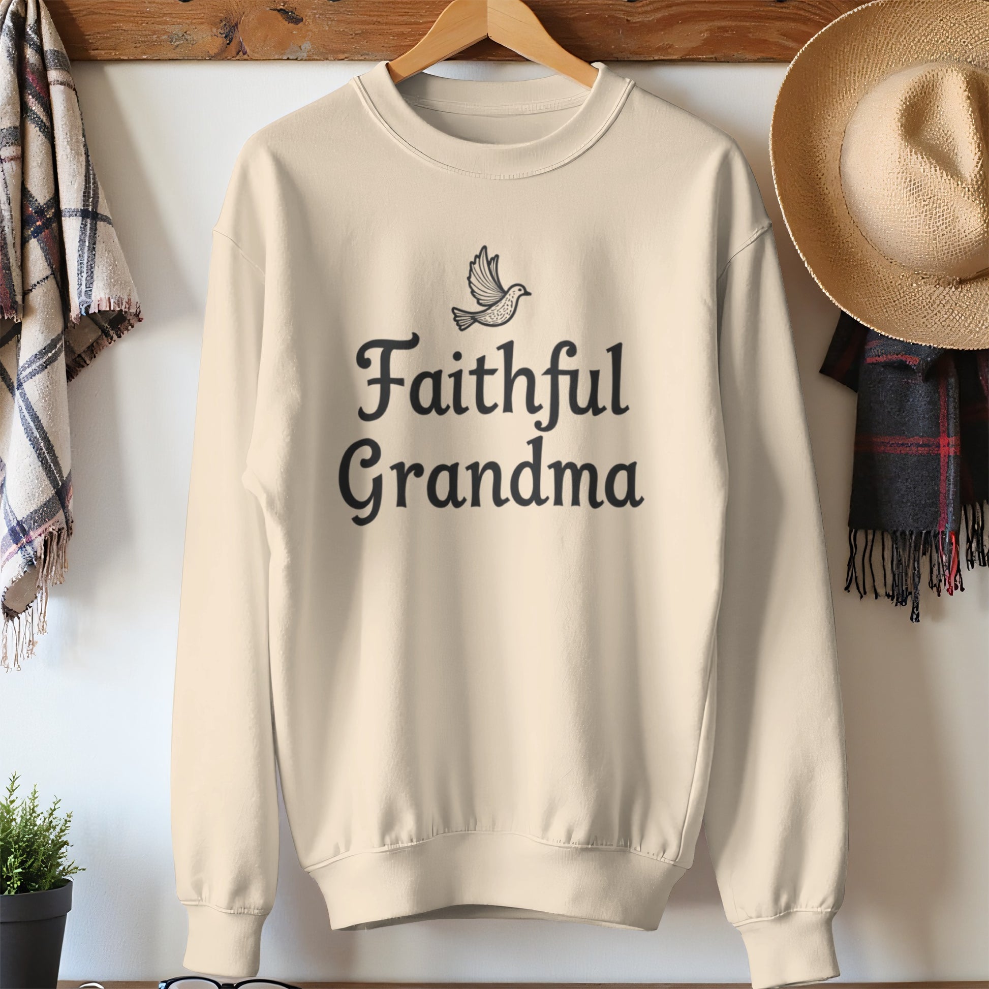 Faithful Grandma Sweatshirt with Dove Design product type