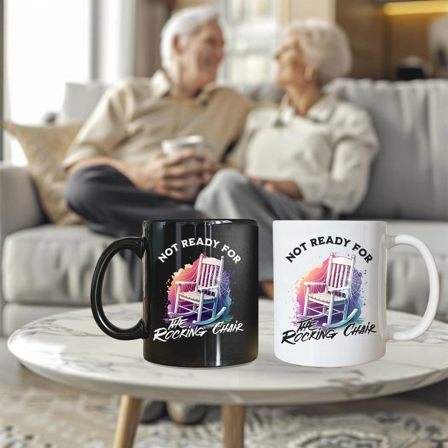 a couple of coffee mugs sitting on top of a table