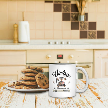 a plate of cookies and a mug on a table