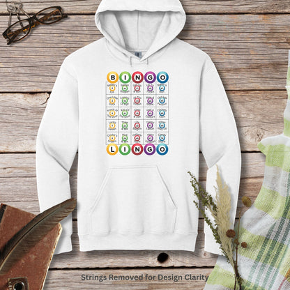 a white hoodie with a bunch of smiley faces on it