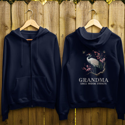 Grandma Grace Wisdom Strength Crane Hoodie product type