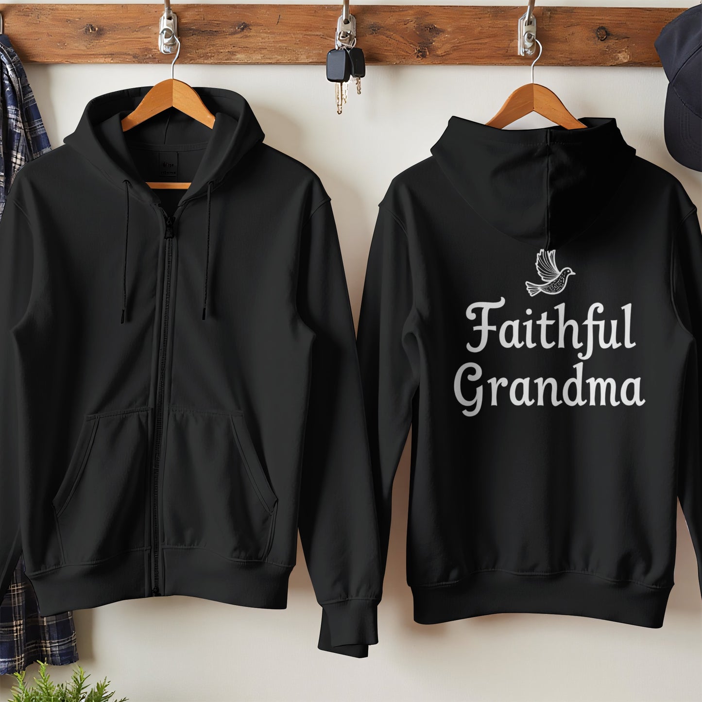 Faithful Grandma Black Zip Up Hoodie product type