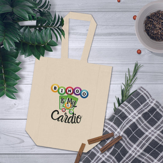 Bingo Is My Cardio Double Wine Tote Shopping Bag for Bingo Players and Enthusiasts