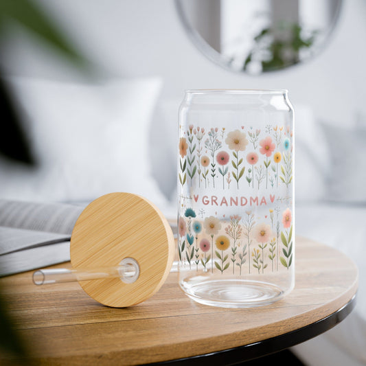 Faux Embroidered Floral Grandma Sipper Cup