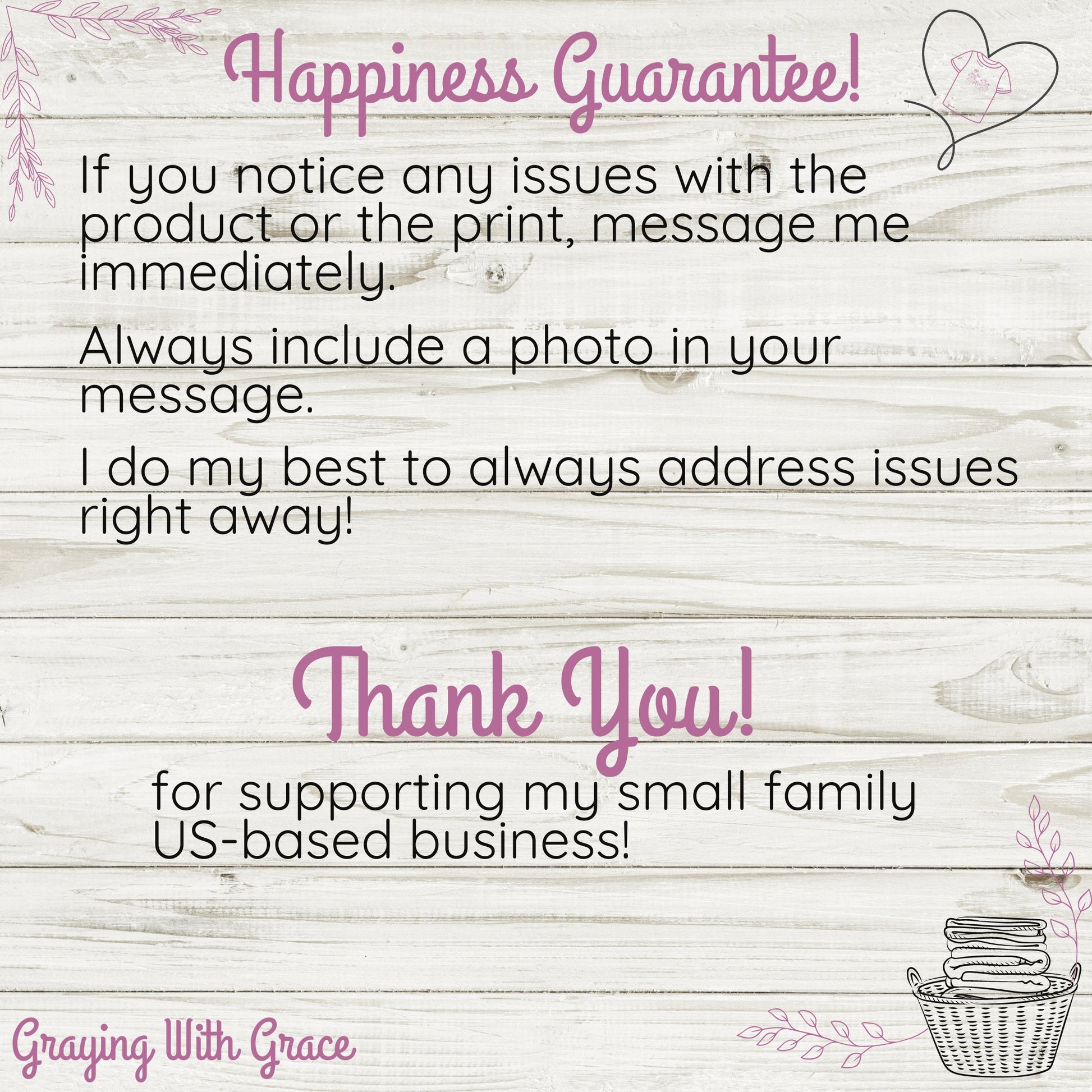 Small Family US-based Business Happiness Guarantee product