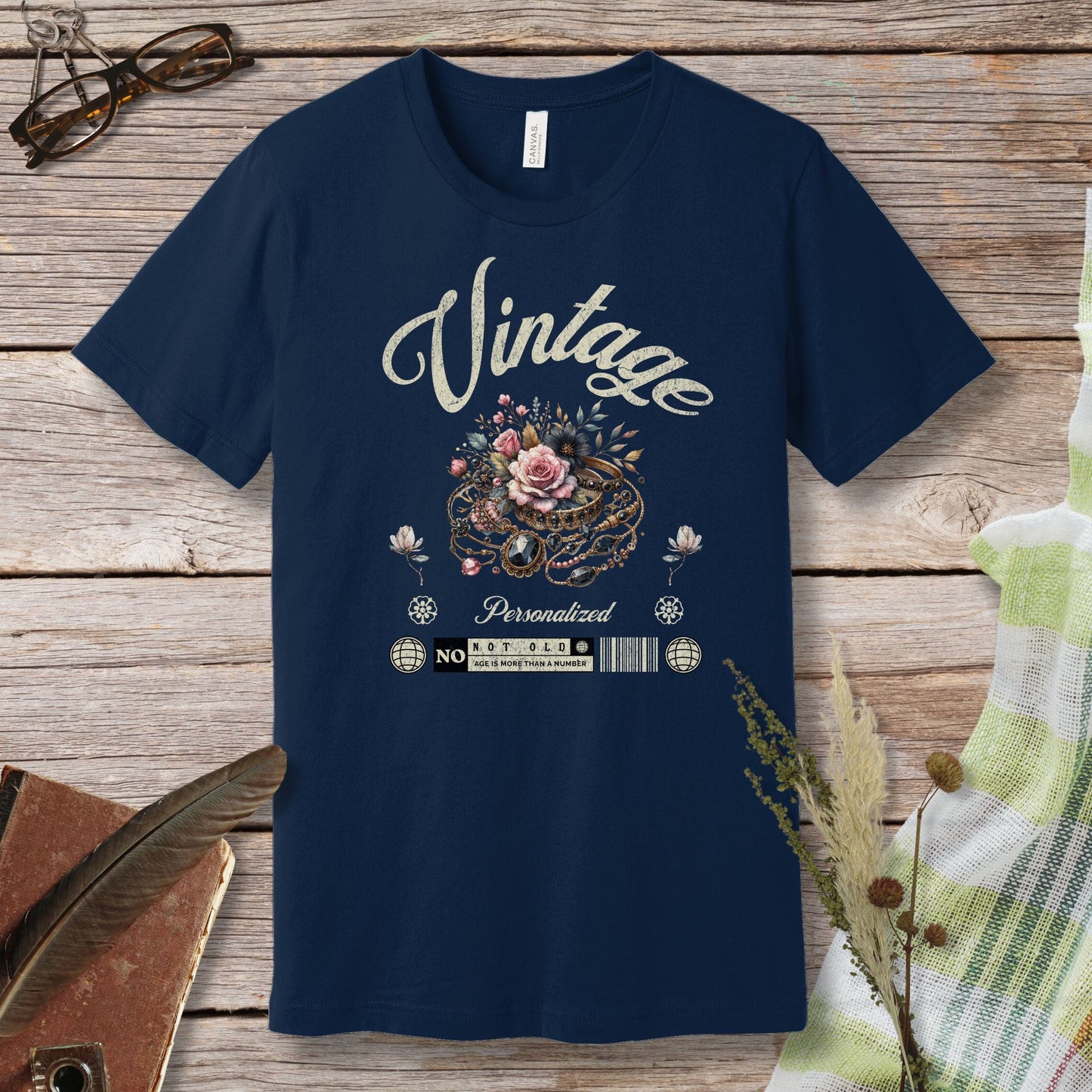 a t - shirt that says vintage with a rose on it