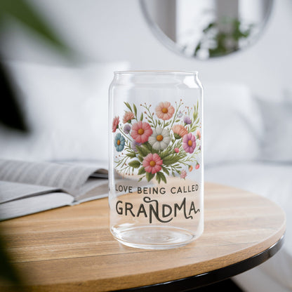 Faux Embroidered Floal Love Being Called Grandma Sipper Cup