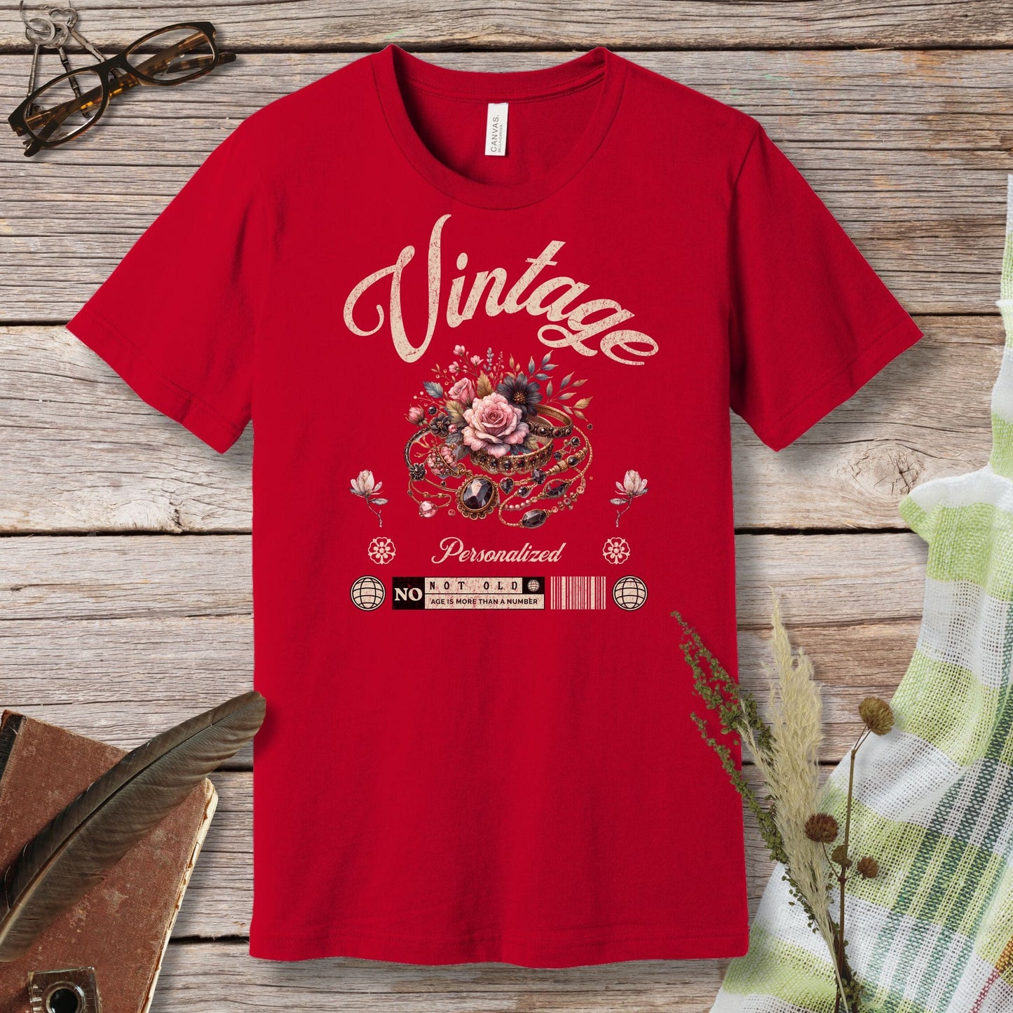 a red t - shirt with the words vintage on it