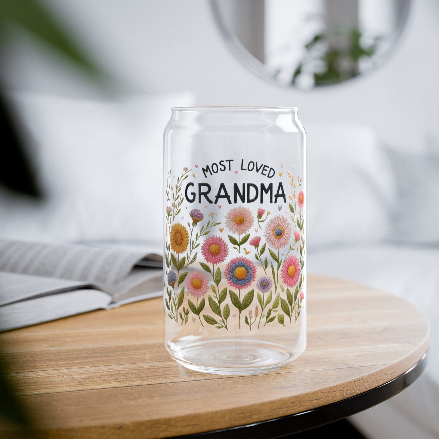 Faux Embroidered Floral Most Loved Grandma Sipper Cup