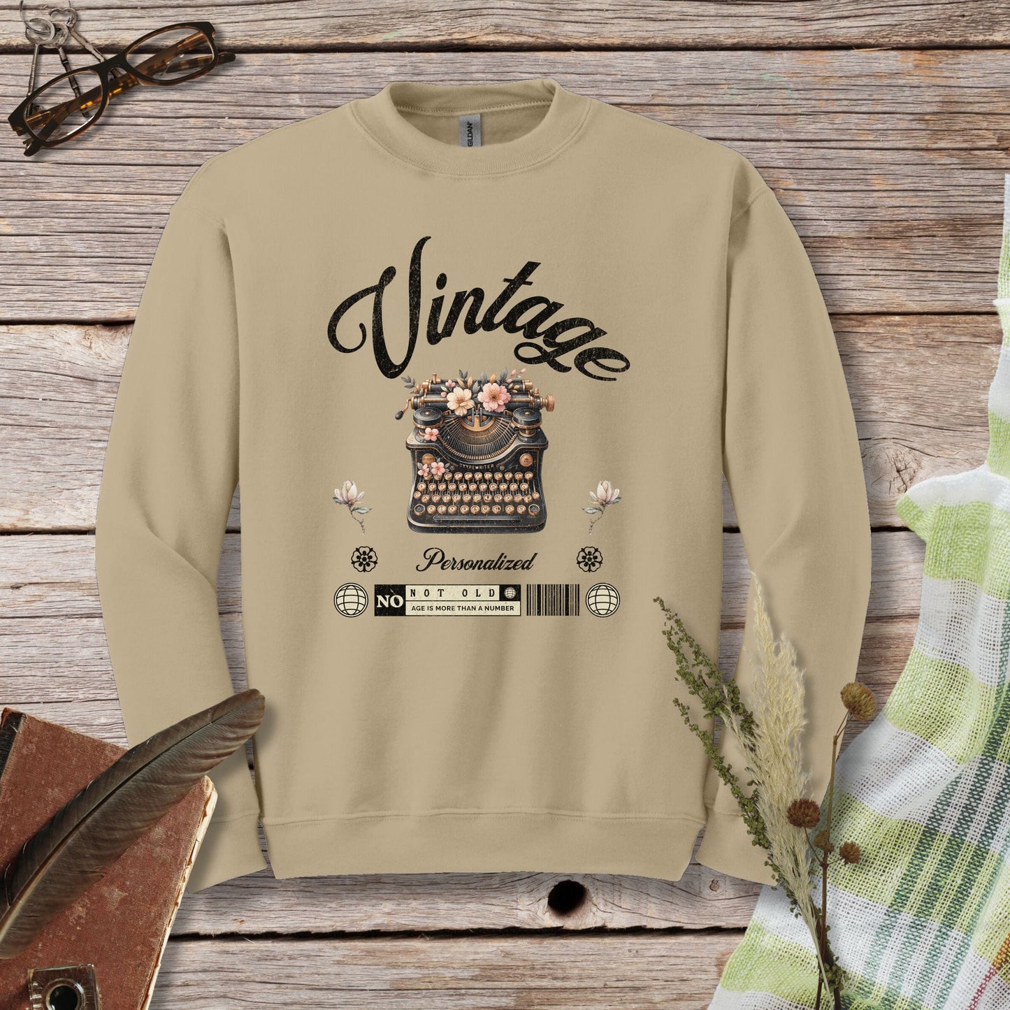 a sweater with the words vintage printed on it