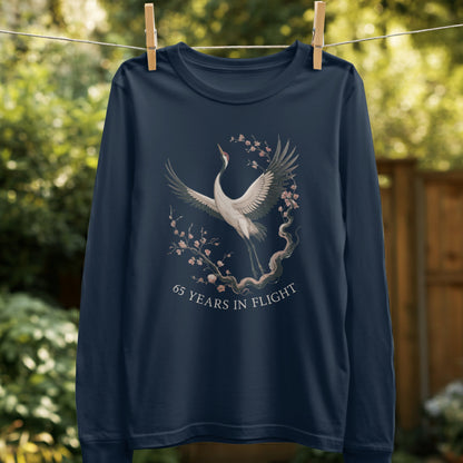 Elegant Crane 65 Years in Flight Long Sleeve Shirt Product