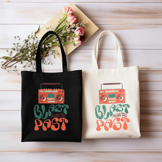 Black And Natural Tote Blast From The Past Boom Box